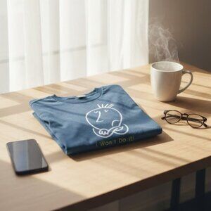 Vintage 90s ''I Won't Do It'' Quote Graphic T-Shirt Blue Retro Single Stich